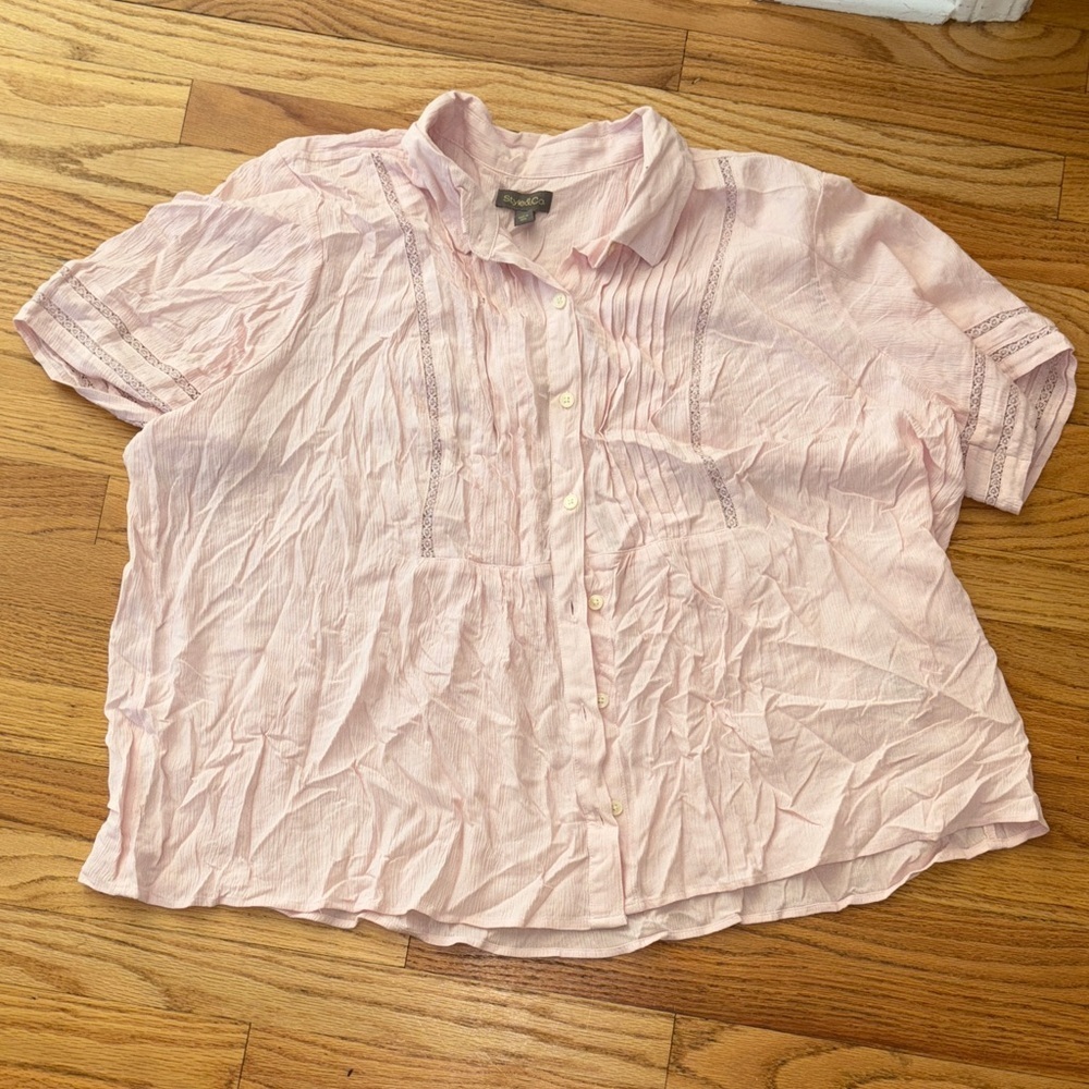 Style & Co. Pink Button-Up Top